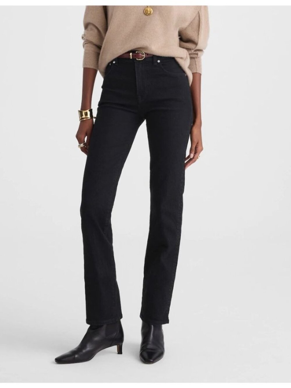 Madewell NW253 The Longline Straight Jean Black Frost Size 25 NWT